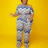 Curvaceous Boutique Zig-Zag Dolly Off Shoulder Jumpsuit JUMPSUITS