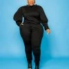 Curvaceous Boutique Black Puff Sleeve Jogger Set 1 Curvaceous Boutique Black Puff Sleeve Jogger Set