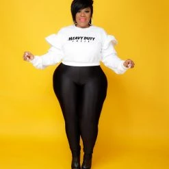 Curvaceous Boutique White Ruffle Heavy Duty Cutie Sweatshirt