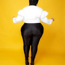 Curvaceous Boutique White Ruffle Heavy Duty Cutie Sweatshirt