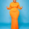 Curvaceous Boutique DRESSES Orange Lala Turtleneck Maxi Dress
