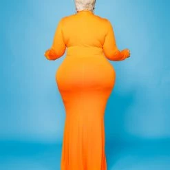 Curvaceous Boutique DRESSES Orange Lala Turtleneck Maxi Dress