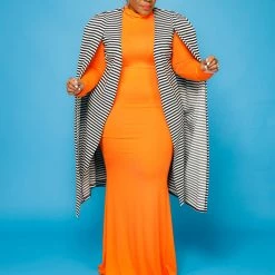Curvaceous Boutique DRESSES Orange Lala Turtleneck Maxi Dress