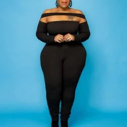 Curvaceous Boutique JUMPSUITS Black Cut Above Catsuit