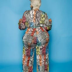 Curvaceous Boutique NEW Yellow Colorful Reptile Jumpsuit 7 Curvaceous Boutique NEW Yellow Colorful Reptile Jumpsuit