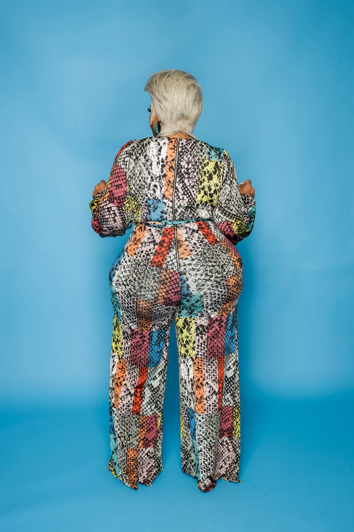 Curvaceous Boutique NEW Yellow Colorful Reptile Jumpsuit 5 Curvaceous Boutique NEW Yellow Colorful Reptile Jumpsuit