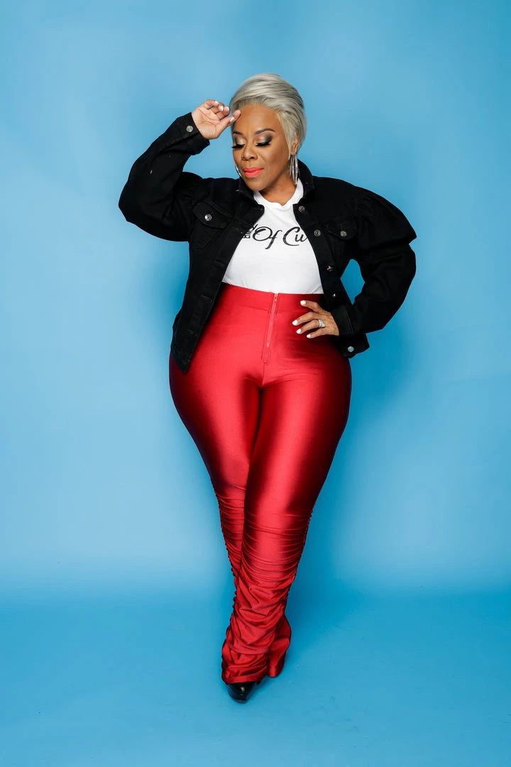 Curvaceous Boutique NEW Red Ruched Zipper Pants 3 Curvaceous Boutique NEW Red Ruched Zipper Pants