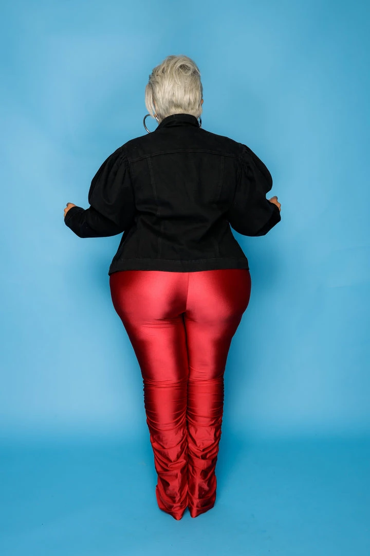 Curvaceous Boutique NEW Red Ruched Zipper Pants 4 Curvaceous Boutique NEW Red Ruched Zipper Pants