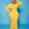 Curvaceous Boutique DRESSES Mustard Lala Turtleneck Maxi Dress