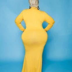Curvaceous Boutique DRESSES Mustard Lala Turtleneck Maxi Dress