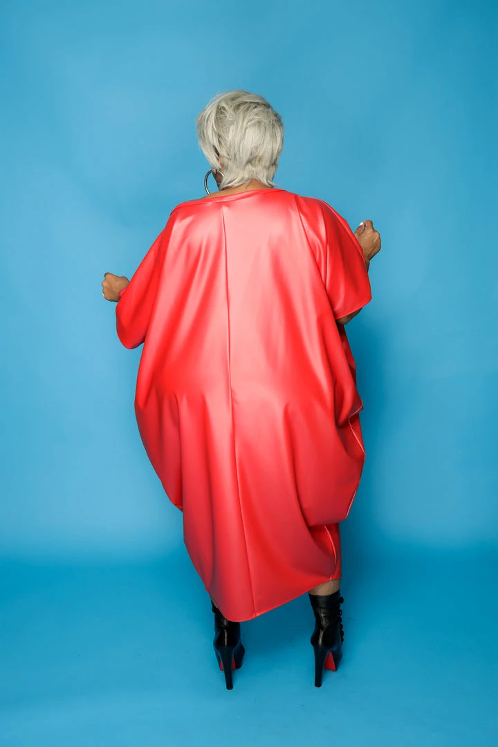 Curvaceous Boutique Red Alana Faux Leather Baggy Dress DRESSES 6 Curvaceous Boutique Red Alana Faux Leather Baggy Dress DRESSES