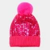 Curvaceous Boutique Pink Sequin Pom Pom Beanie NEW 1 Curvaceous Boutique Pink Sequin Pom Pom Beanie NEW