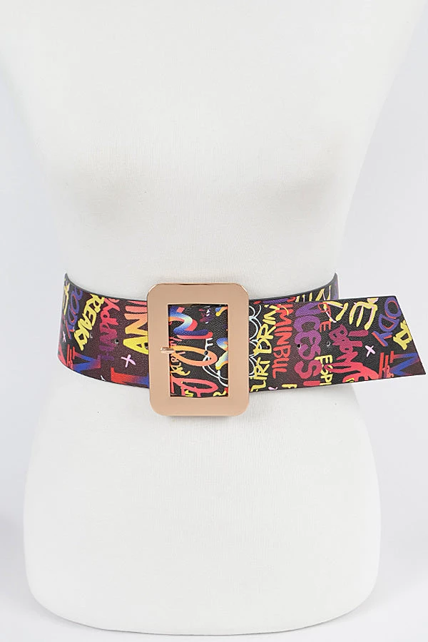 Curvaceous Boutique Red Graffiti Plus Size Waist Belt NEW 3 Curvaceous Boutique Red Graffiti Plus Size Waist Belt NEW