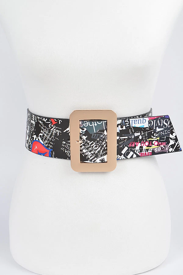 Curvaceous Boutique NEW Multi Letter Print Wide Plus Size Belt 3 Curvaceous Boutique NEW Multi Letter Print Wide Plus Size Belt