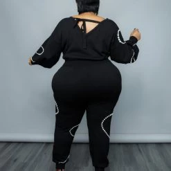 Curvaceous Boutique SETS Black Mother Of Pearl Jogger Set