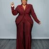 Crvaceous Boutique Red Shimmer Pant Suit