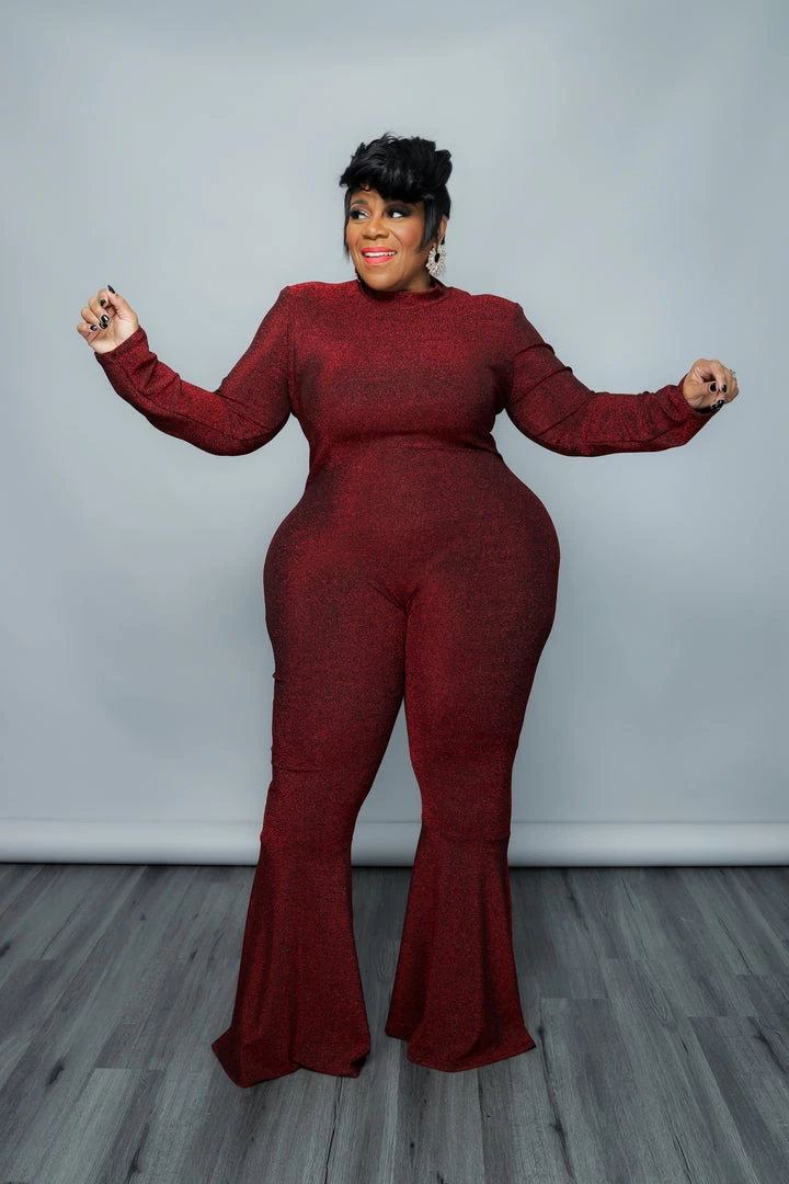 Curvaceous Boutique Red Shimmer Flare Jumpsuit JUMPSUITS 5 Curvaceous Boutique Red Shimmer Flare Jumpsuit JUMPSUITS