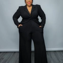 Curvaceous Boutique Black Shimmer Pant Suit SETS