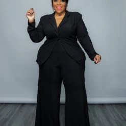 Curvaceous Boutique Black Shimmer Pant Suit SETS