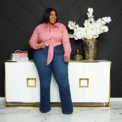 Curvaceous Boutique NEW Mauve Tie Crop Shirt