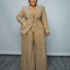 Curvaceous Boutique Gold Shimmer Pant Suit SETS
