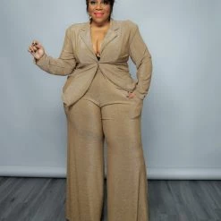 Curvaceous Boutique Gold Shimmer Pant Suit SETS