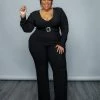 Curvaceous Boutique Black Shimmer Belt Jumpsuit 2 Curvaceous Boutique Black Shimmer Belt Jumpsuit