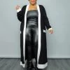 Curvaceous Boutique Black/White Long Knit Cardigan DUSTERS/KIMONOS