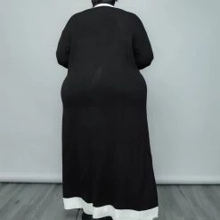 Curvaceous Boutique Black/White Long Knit Cardigan DUSTERS/KIMONOS