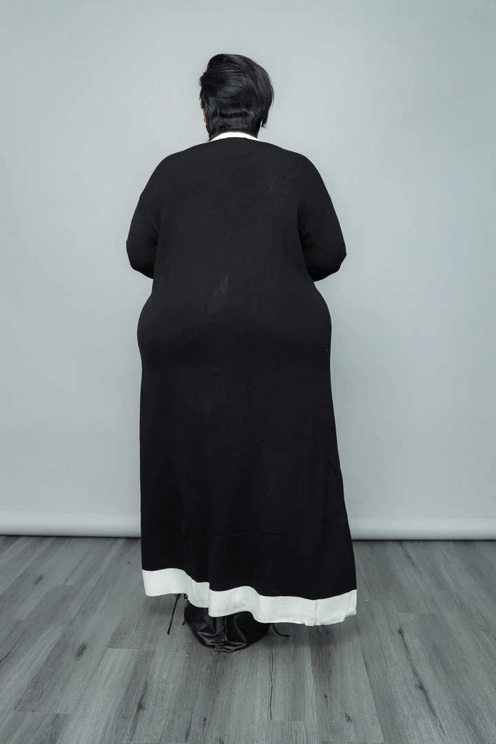 Curvaceous Boutique Black/White Long Knit Cardigan DUSTERS/KIMONOS 4 Curvaceous Boutique Black/White Long Knit Cardigan DUSTERS/KIMONOS