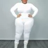Curvaceous Boutique White Rib Corset Catsuit