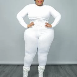 Curvaceous Boutique White Rib Corset Catsuit