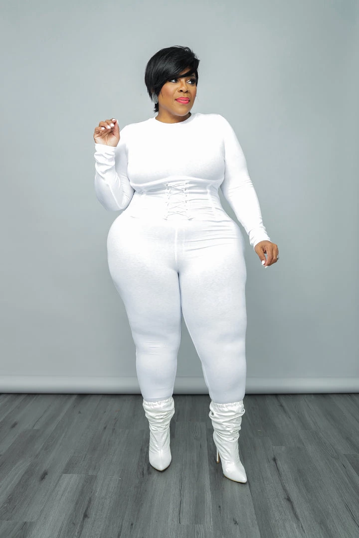 Curvaceous Boutique White Rib Corset Catsuit 4 Curvaceous Boutique White Rib Corset Catsuit