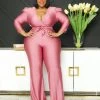 Curvaceous Boutique Pink Tori Flare Jumpsuit JUMPSUITS
