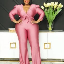 Curvaceous Boutique Pink Tori Flare Jumpsuit JUMPSUITS