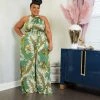 Curvaceous Boutique NEW Green Palm Leaf Jumpsuit 2 Curvaceous Boutique NEW Green Palm Leaf Jumpsuit