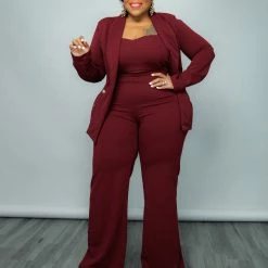 Curvaceous Boutique SETS Burgundy Be Suited Set