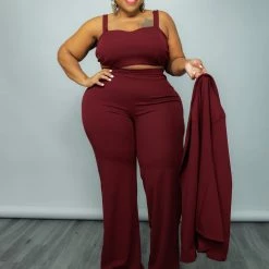 Curvaceous Boutique SETS Burgundy Be Suited Set
