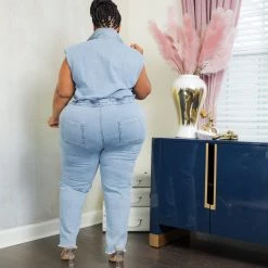 Curvaceous Boutique NEW Stevie Sleeveless Denim Jumpsuit 6 Curvaceous Boutique NEW Stevie Sleeveless Denim Jumpsuit