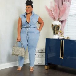 Curvaceous Boutique NEW Stevie Sleeveless Denim Jumpsuit 7 Curvaceous Boutique NEW Stevie Sleeveless Denim Jumpsuit