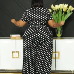 Curvaceous Boutique Black Polka Dot Tied Set