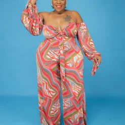 Curvaceous Boutique Gia Print Off Shoulder Set SETS