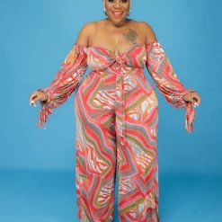 Curvaceous Boutique Gia Print Off Shoulder Set SETS