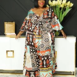 Curvaceous Boutique Sade Print Cutout Dress