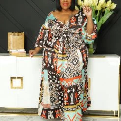 Curvaceous Boutique Sade Print Cutout Dress