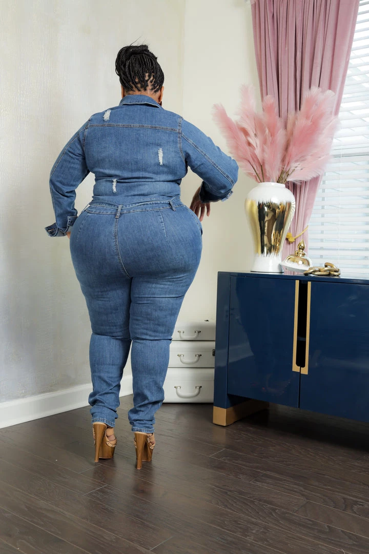 Curvaceous Boutique NEW Rico Distressed Denim Jumpsuit 5 Curvaceous Boutique NEW Rico Distressed Denim Jumpsuit