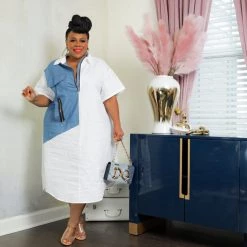 Curvaceous Boutique NEW Duo Denim Zipper Tunic