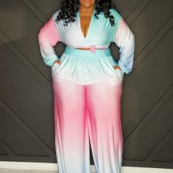 Curvaceous Boutique Cotton Candy Wide-Leg Set SETS