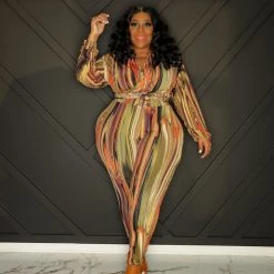 Curvaceous Boutique Fawn Streak Pant Set SETS