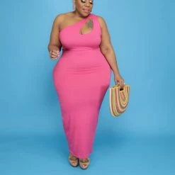 Curvaceous Boutique Pink Pretty Cut Out Dress